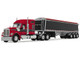 Kenworth W990 with 76 Mid Roof Sleeper and Lode King Distinction Hopper Trailer Red and Black 1/64 Diecast Model DCP/First Gear 60-2176