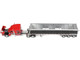Kenworth W990 with 76 Mid Roof Sleeper and Lode King Distinction Hopper Trailer Red and Black 1/64 Diecast Model DCP/First Gear 60-2176