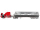 Kenworth W990 with 76 Mid Roof Sleeper and Lode King Distinction Hopper Trailer Red and Black 1/64 Diecast Model DCP/First Gear 60-2176