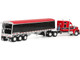 Kenworth W990 with 76 Mid Roof Sleeper and Lode King Distinction Hopper Trailer Red and Black 1/64 Diecast Model DCP/First Gear 60-2176