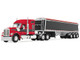 Kenworth W990 with 76 Mid Roof Sleeper and Lode King Distinction Hopper Trailer Red and Black 1/64 Diecast Model DCP/First Gear 60-2176