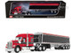 Kenworth W990 with 76 Mid Roof Sleeper and Lode King Distinction Hopper Trailer Red and Black 1/64 Diecast Model DCP/First Gear 60-2176
