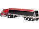 Kenworth W990 with 76 Mid Roof Sleeper and Lode King Distinction Hopper Trailer Red and Black 1/64 Diecast Model DCP/First Gear 60-2176