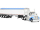 Kenworth W990 Day Cab and Lode King Distinction Hopper Trailer White and Blue 1/64 Diecast Model DCP/First Gear 60-2177