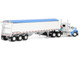 Kenworth W990 Day Cab and Lode King Distinction Hopper Trailer White and Blue 1/64 Diecast Model DCP/First Gear 60-2177