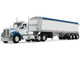 Kenworth W990 Day Cab and Lode King Distinction Hopper Trailer White and Blue 1/64 Diecast Model DCP/First Gear 60-2177