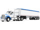 Kenworth W990 Day Cab and Lode King Distinction Hopper Trailer White and Blue 1/64 Diecast Model DCP/First Gear 60-2177