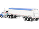 Kenworth W990 Day Cab and Lode King Distinction Hopper Trailer White and Blue 1/64 Diecast Model DCP/First Gear 60-2177