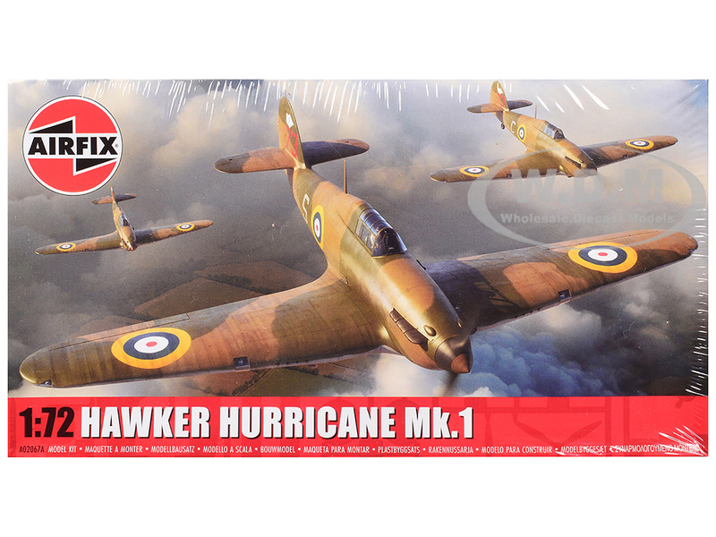 Level 1 Model Kit Hawker Hurricane Mk I Aircraft with 2 Scheme Options 1/72 Plastic Model Kit by Airfix AIRA02067AF