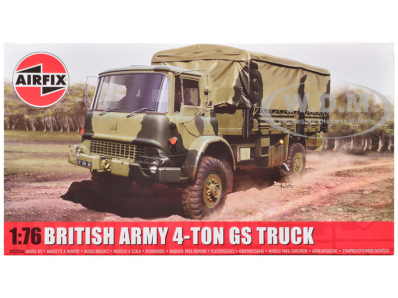 Level 1 Model Kit British Army 4-ton 4x4 GS Truck with 3 Scheme Options 1/76 Plastic Model Kit Airfix AIRA02326AF