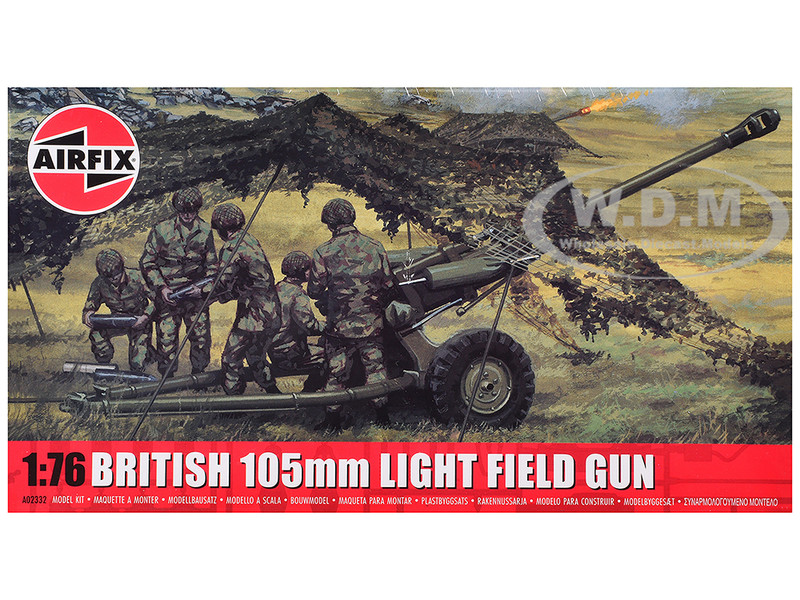 Level 1 Model Kit British 105mm Light Field Gun with 3 Scheme Options 1/76 Plastic Model Kit Airfix AIRA02332F