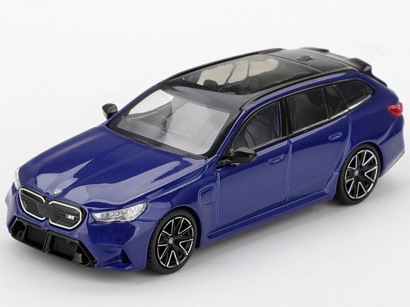 BMW M5 Touring Marina Bay Blue Metallic with Black Top and Sun Roof Limited Edition 1/64 Diecast Model Car Mini GT MGT01080