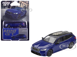 BMW M5 Touring Marina Bay Blue Metallic with Black Top and Sun Roof Limited Edition 1/64 Diecast Model Car Mini GT MGT01080