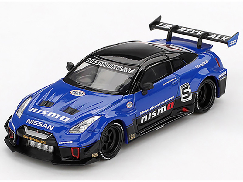 Nissan 35GT RR Ver 2 LB Silhouette Works GT #5 Blue with Black Top Limited Edition 1/64 Diecast Model Car Mini GT MGT01124