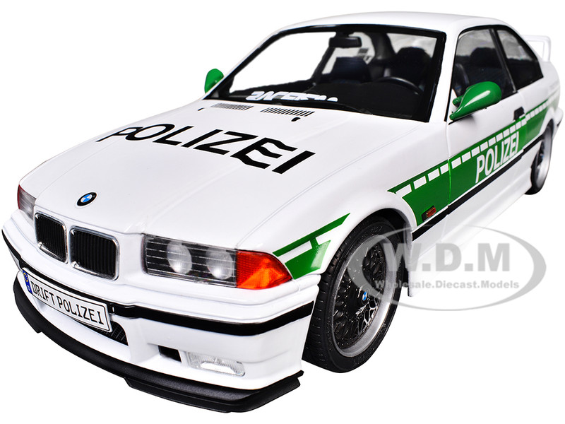 1991 BMW E36 M3 Custom Drift Polizei White with Green Stripes 1/18 Diecast Model Car Solido S1803915