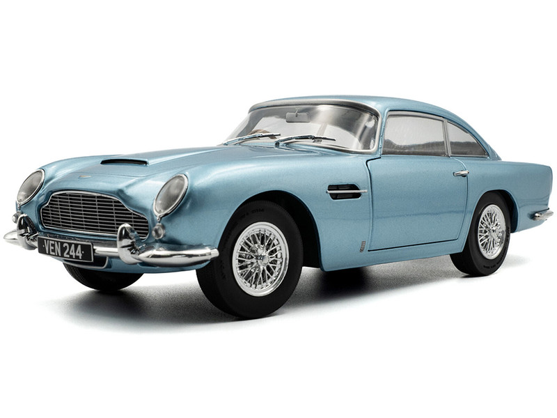 1964 Aston Martin DB5 RHD Right Hand Drive Light Blue Metallic 1/18 Diecast Model Car Solido S1807104