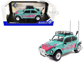 1976 Volkswagen Beetle Baja Miami Green with Pink Graphics 1/18 Diecast Model Car Solido S1809604