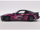 1994 Mazda RX7 FDRS RHD Right Hand Drive Itasha Club Black Metallic with Pink Graphics 1/18 Diecast Model Car Solido S1810605