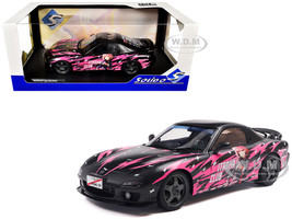1994 Mazda RX7 FDRS RHD Right Hand Drive Itasha Club Black Metallic with Pink Graphics 1/18 Diecast Model Car Solido S1810605
