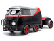 2024 Volkswagen Kool Kombi Sport Van with Trailer Black and Silver with Red Stripe 1/18 Diecast Model Car Solido S1810903