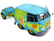 2024 Volkswagen Kool Kombi Van with Trailer Ghost Hunter Blue and Green with Graphics 1/18 Diecast Model Car Solido S1810904