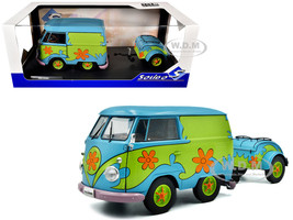 2024 Volkswagen Kool Kombi Van with Trailer Ghost Hunter Blue and Green with Graphics 1/18 Diecast Model Car Solido S1810904