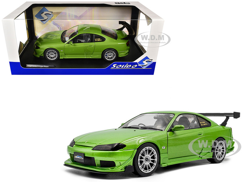 1999 Nissan Silvia S15 Spec R Aero RHD Right Hand Drive Never Satisfied Green Metallic 1/18 Diecast Model Car Solido S1812203