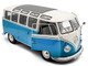 1962 Volkswagen T1 Samba Bus Baby Blue and White 1/18 Diecast Model Car Solido S1813401