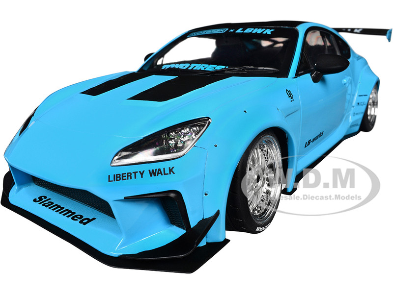 2024 Toyota GR86 LBWK Body Kit RHD Right Hand Drive Baby Blue with Black Top 1/18 Diecast Model Car Solido S1813601