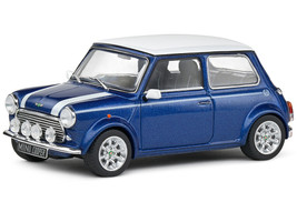 1994 Mini Cooper Sport Tahiti Blue Metallic with White Top and Stripes 1/43 Diecast Model Car Solido S4316602