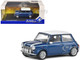 1994 Mini Cooper Sport Tahiti Blue Metallic with White Top and Stripes 1/43 Diecast Model Car Solido S4316602