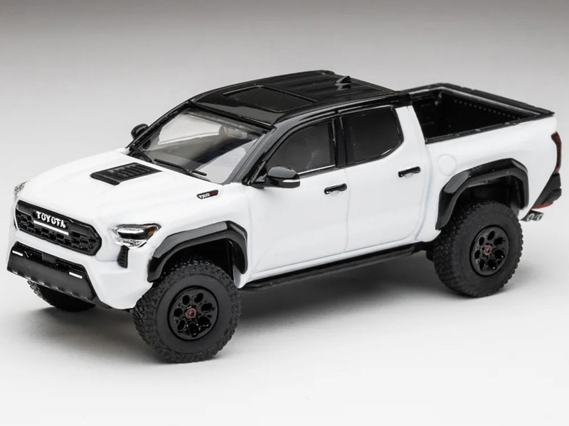 Toyota Tacoma TRD PRO Pickup Truck Ice Cap White with Black Top DiecastTalk Exclusive Limited Edition to 1008 pieces Worldwide 1/64 Diecast Model Car GCD DTG0039-WH