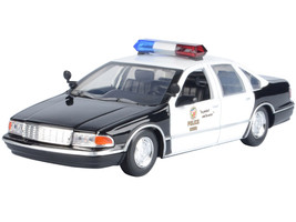 1993 Chevrolet Caprice Police Car LAPD Los Angeles Police Department Black and White Law Enforcement and Public Service Series 1/24 Diecast Model Car Motormax 76635