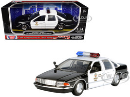 1993 Chevrolet Caprice Police Car LAPD Los Angeles Police Department Black and White Law Enforcement and Public Service Series 1/24 Diecast Model Car Motormax 76635