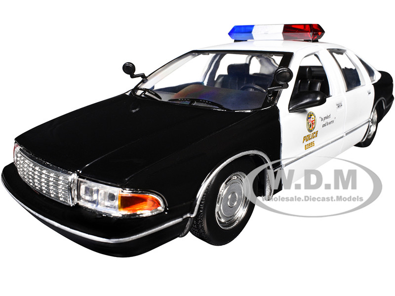 1993 Chevrolet Caprice Police Car LAPD Los Angeles Police Department Black and White Law Enforcement and Public Service Series 1/24 Diecast Model Car Motormax 76635