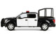 2019 Ford F 150 Lariat Crew Cab Pickup Truck with Bed Cage Black and White with Flashing Light Bar and Front and Rear Lights and Sounds 1/27 Diecast Model Car Motormax 79543BKW