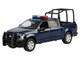 2019 Ford F 150 Lariat Crew Cab Pickup Truck with Bed Cage Dark Blue with Flashing Light Bar and Front and Rear Lights and Sounds 1/27 Diecast Model Car Motormax 79543BL