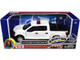 2019 Ford F 150 Lariat Crew Cab Pickup Truck with Bed Cage White with Flashing Light Bar and Front and Rear Lights and Sounds 1/27 Diecast Model Car Motormax 79543W