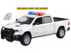2019 RAM 1500 Laramie Crew Cab Pickup Truck White with Flashing Light Bar and Front and Rear Lights and Sounds 1/27 Diecast Model Car Motormax 79544W