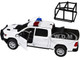 2019 RAM 1500 Laramie Crew Cab Pickup Truck with Bed Cage White with Flashing Light Bar and Front and Rear Lights and Sounds 1/27 Diecast Model Car Motormax 79545W