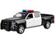 2017 Chevrolet Silverado 1500 LT Z71 Crew Cab Pickup Truck Black and White with Flashing Light Bar and Front and Rear Lights and Sounds 1/27 Diecast Model Car Motormax 79546BKW