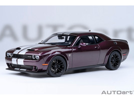 2022 Dodge Challenger SRT Jailbreak Hellraisin Purple with White Stripes 1/18 Model Car Autoart 71762