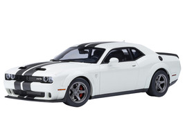 2023 Dodge Challenger SRT Super Stock Knuckle White with Carbon Stripes 1/18 Model Car Autoart 71766