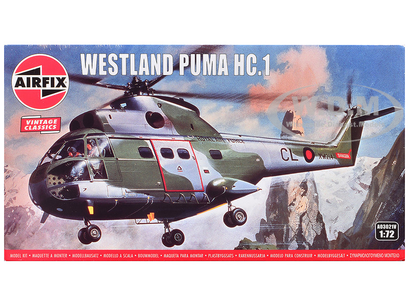 Level 2 Model Kit Westland Puma HC 1 Helicopter with 2 Scheme Options 1/72 Plastic Model Kit Airfix AIRA03021VF