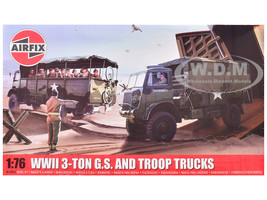 Level 2 Model Kit WWII 3 Ton General Service and Troop Trucks 1/76 Plastic Model Kit Airfix AIRA03306AF