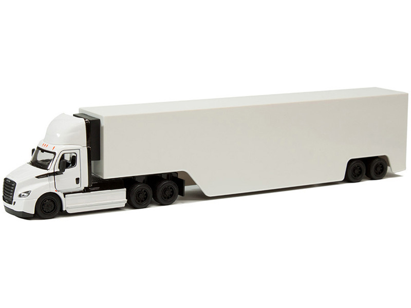 Freightliner eCascadia Truck with Container Trailer White 1/62 Diecast Model Car Kinsmart KT1303D