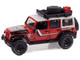 2018 Jeep Wrangler JK Unlimited Sport Firestone Field Agent Red with Graphics and Gray Top with Roof Rack Big Country Collectibles 2025 Series 1/64 Diecast Model Car Auto World AWBC003-AWSP200