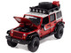 2018 Jeep Wrangler JK Unlimited Sport Firestone Field Agent Red with Graphics and Gray Top with Roof Rack Big Country Collectibles 2025 Series 1/64 Diecast Model Car Auto World AWBC003-AWSP200