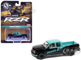 2006 Chevrolet Silverado Pickup Truck Polaris RZR Black and Blue Big Country Collectibles 2025 Series 1/64 Diecast Model Car Auto World AWBC003-AWSP203