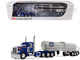 Peterbilt 389 Tri Axle Day Cab and Walker Food Grade Tank Trailer Finnesgard Trucking Blue with Orange Stripes 1/64 Diecast Model DCP/First Gear 60-2165